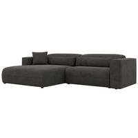 ROHOVÁ SEDAČKA PAZURRO L - Tmavosivá Samet - Vľavo - čierna/tmavosivá, textil/plast (288/180cm) - MKS