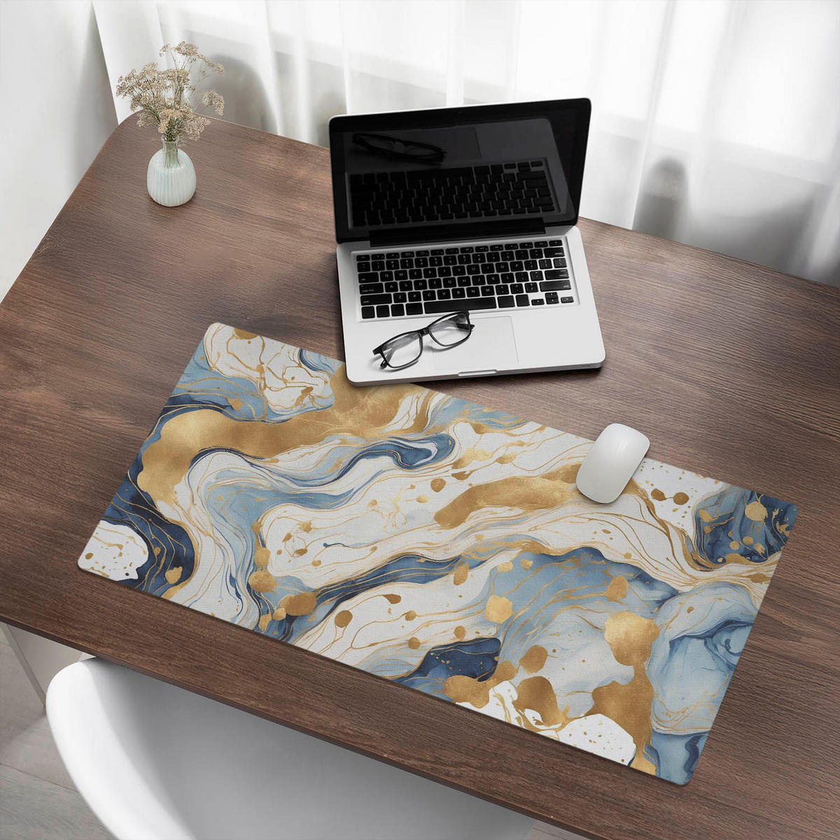 SCHREIBTISCHUNTERLAGE 90x45 cm Blau - Goldfarben/Hellblau, Kunststoff (90/45/1.6cm) - Wallfluent