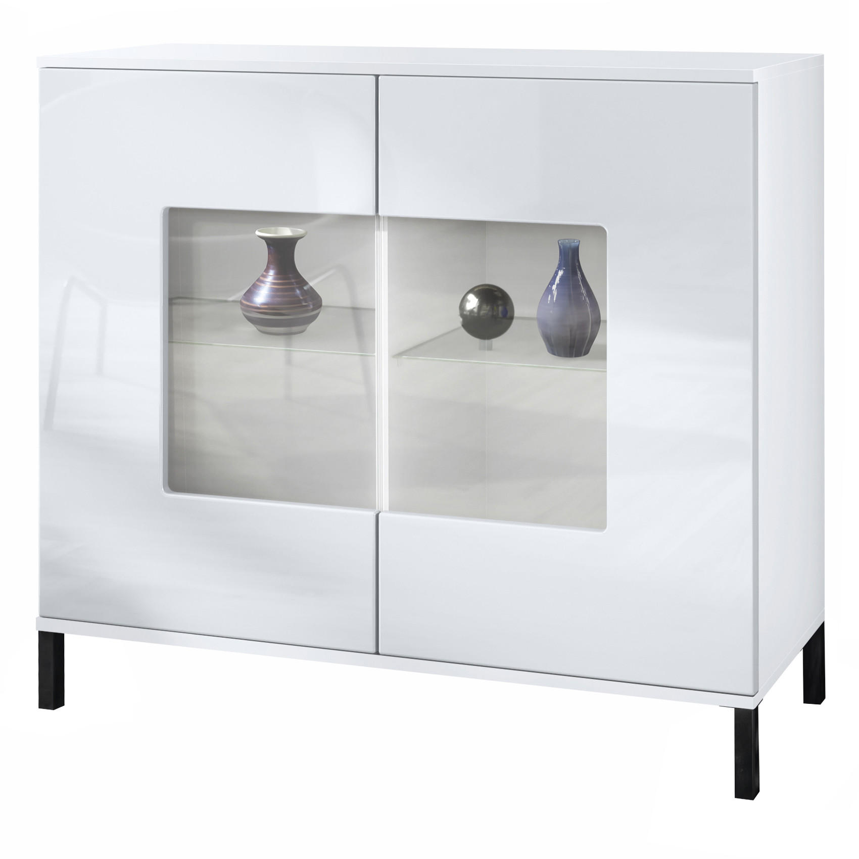 Vladon Kommode Weiß Hochglanz 92.5x83.5x35 cm