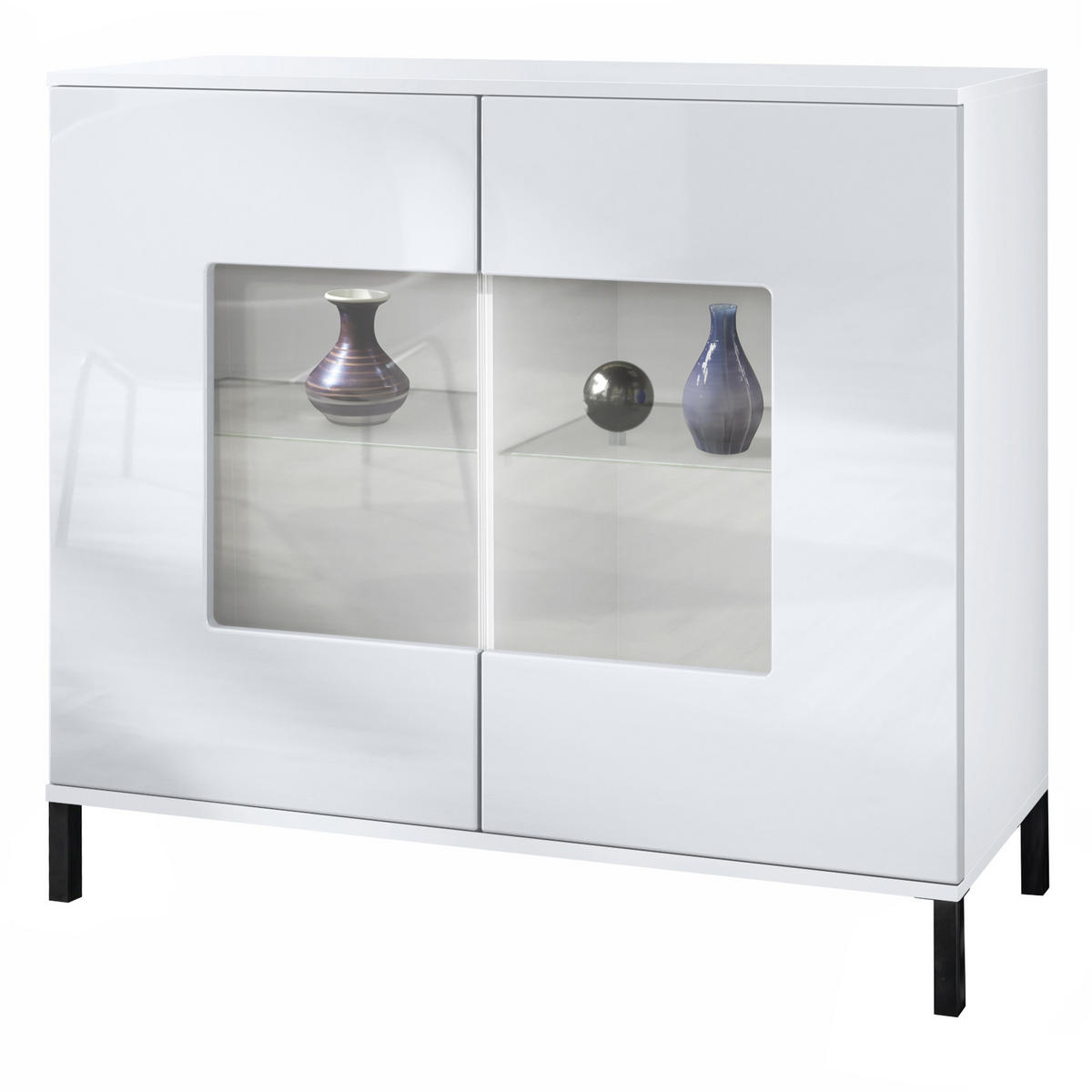 KOMMODE Grömitz Weiß Hochglanz - Weiß Hochglanz, Holzwerkstoff (92.5/83.5/35cm) - Vladon