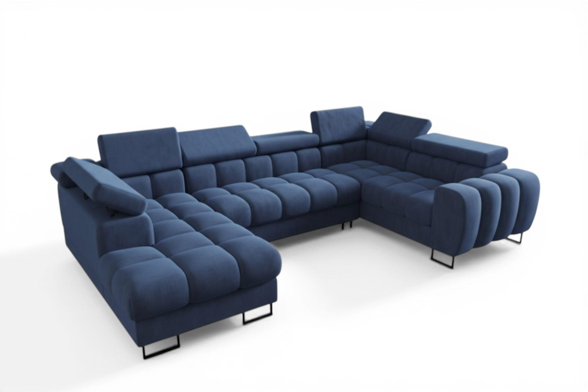 WOHNLANDSCHAFT Bastien - Blau, Holzwerkstoff/Textil (195/95/350cm) - Fun Möbel