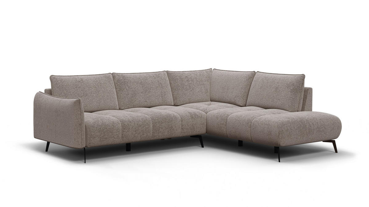 ECKSOFA AERA 5-Sitzer rechts, dunkelbeige - Beige/Schwarz, Holz/Textil (268/206cm) - Courtois Laville