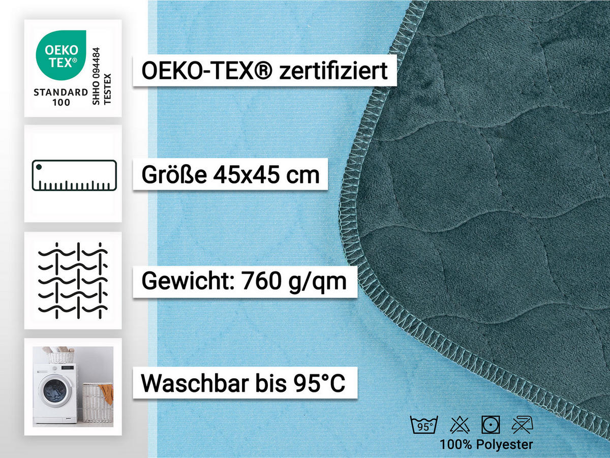 INKONTINENZAUFLAGE, 4er-Set, 45x45 cm, 100% Polyester, Blau - Blaugrau, Textil (45/45cm) - Zollner