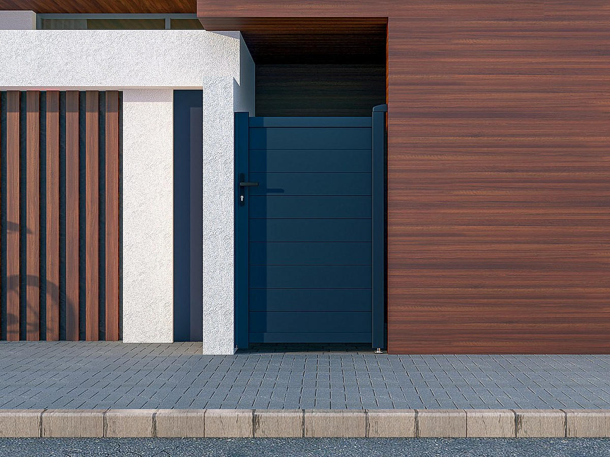 EINGANGSTOR - 100cm x 4.6cm - Aluminium - anthrazitgrau - NAZARIO - Anthrazit, Metall (100/161cm) - Vente-Unique