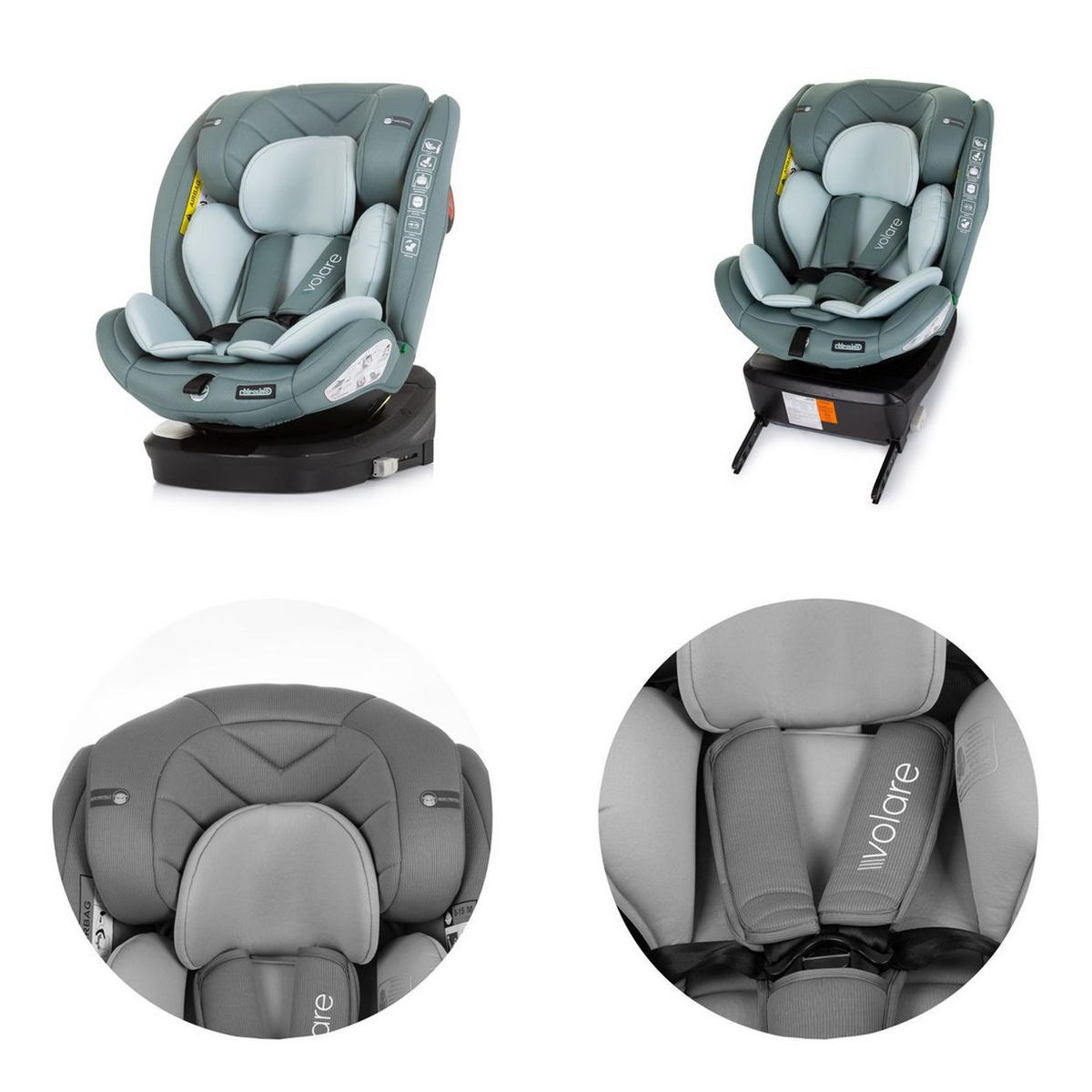 KINDERSITZ Volare i-Size (40-150cm) grün Isofix, drehbar, SPS, Top Tether - Grün, Kunststoff (46/78/42cm) - Chipolino