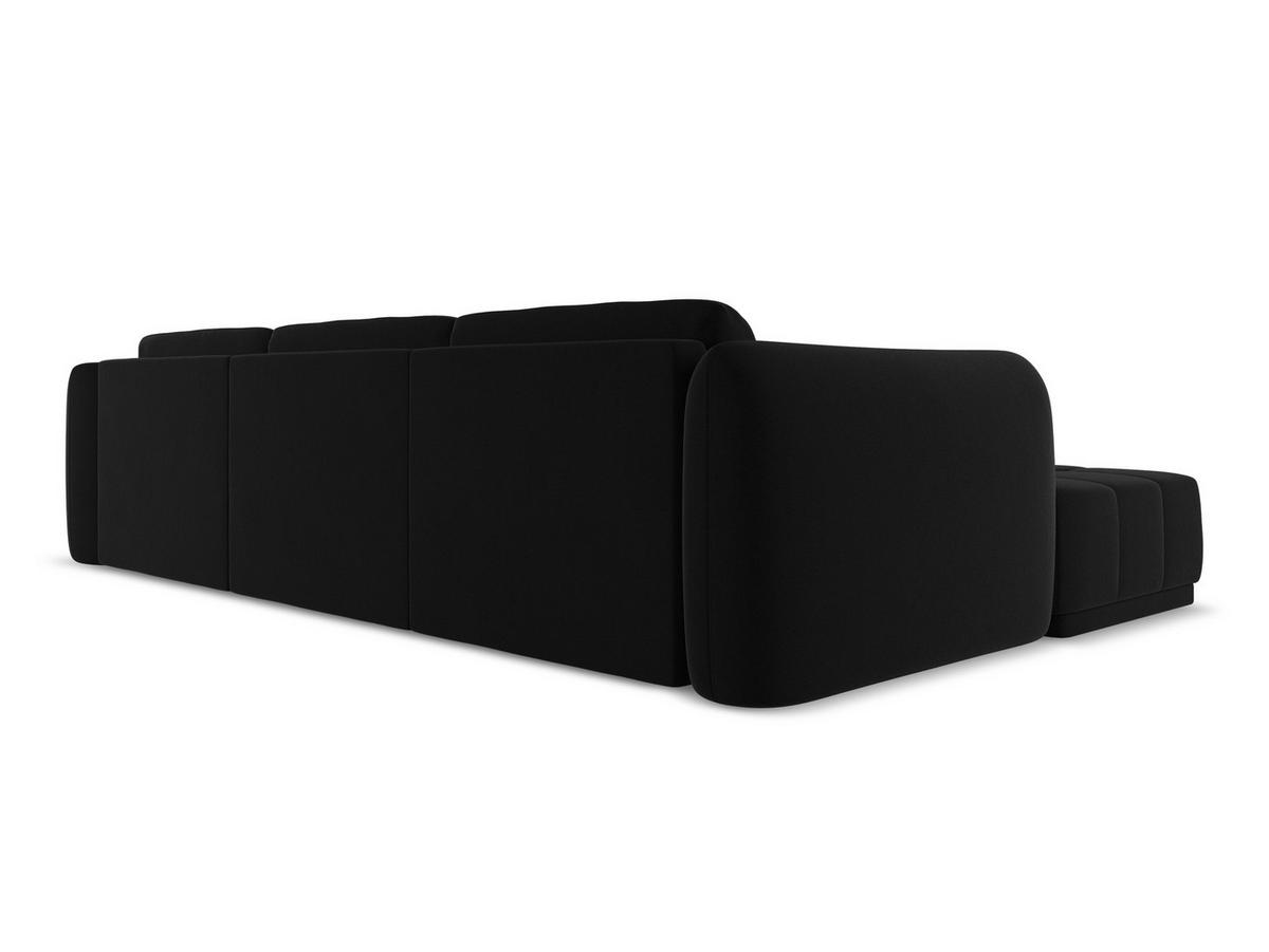 ECKSOFA Links Samt Stoff Schwarz - Schwarz, Kunststoff/Textil (170/290cm) - Makamii