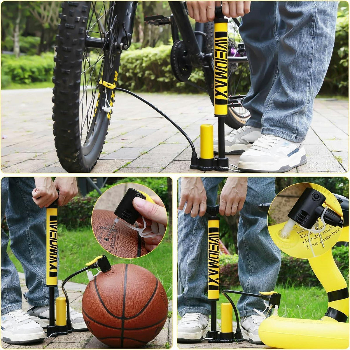 FAHRRADPUMPE mit Presta & Schrader Ventil 120 PSI Gelb - Gelb, Kunststoff (21.5/13.5/54.7cm)