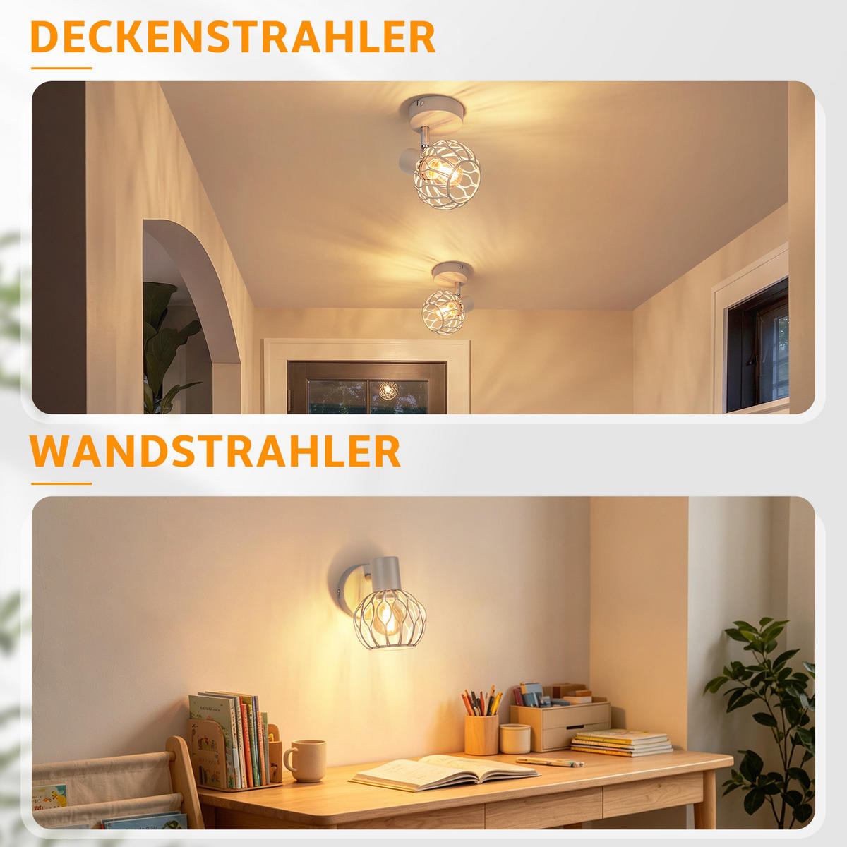 DECKENSTRAHLER Eryxveth 16.5/10/12.5 cm - Grau, Metall (16.5/10/12.5cm) - ZMH