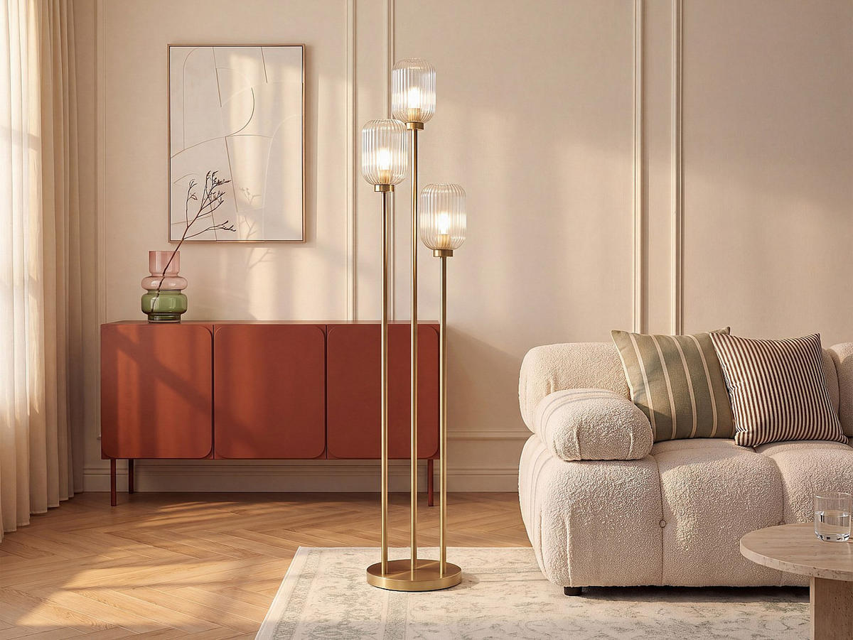 STEHLAMPE - 30 x 30 - metall - goldfarben Louxor - Goldfarben, Metall (30/30/161cm) - Vente-Unique