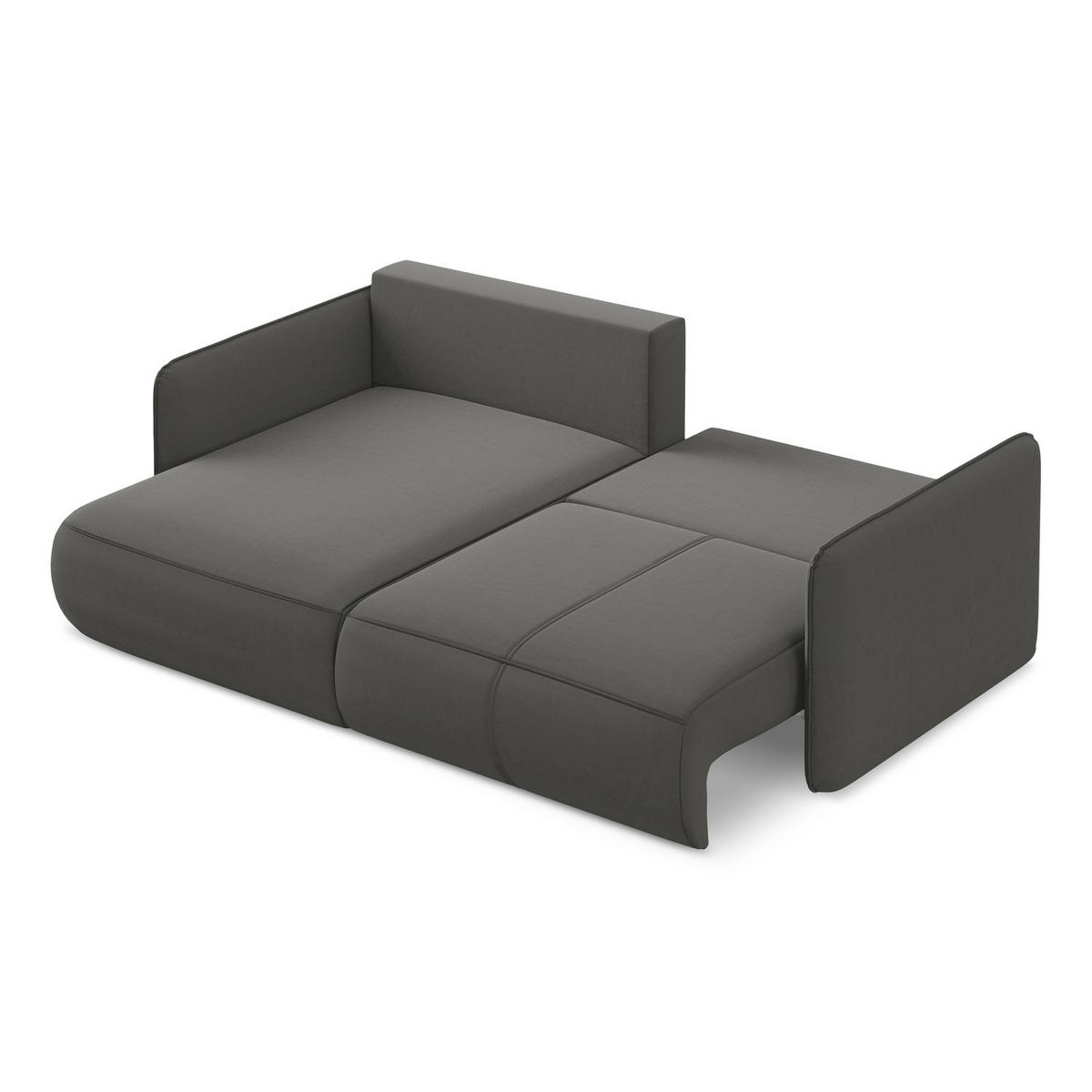 ECKSOFA mit Schlaffunktion Samt Stoff Grau - Dunkelgrau/Schwarz, Kunststoff/Textil (148/207cm) - LaMiaSofa