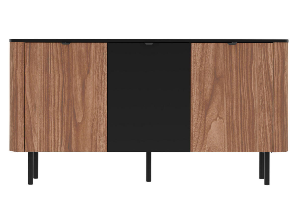 KOMMODE Pero 150 03 - Nussbaumfarben/Schwarz, Holzwerkstoff/Metall (151/78/39cm) - MIRJAN24