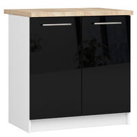 UNTERSCHRANK Weiß, Schwarz Glanz 85/80/46 - Schwarz Hochglanz/Weiß, Holzwerkstoff (80/85/46cm) - RAUMHIRSCH FURNITURE