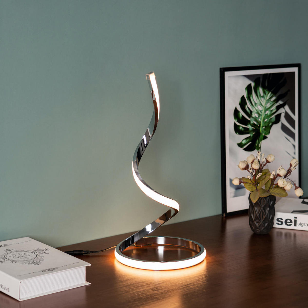 LAMPE Jara, Silber/Chrom, 42cm - Chromfarben, Metall (22/22/42cm) - KOSILUM
