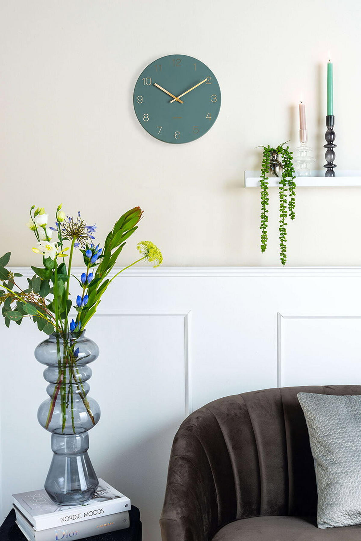WANDUHR Charm Engraved Numbers Ø30 cm - Grün, Metall (30/30/3.5cm) - Karlsson