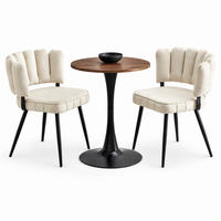 TISCH- UND STUHLSET 3-tlg. rund 60 cm MDF Light Coffee/Black - Hellbraun, Metall (60/72/60cm) - Meubliv