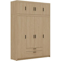 DREHTÜRENSCHRANK Elena mit 4 Türen und 2 Schubladen, mit Aufsatz Eiche Geölt - Eichefarben, Holzwerkstoff (176/245/53cm) - Beautysofa