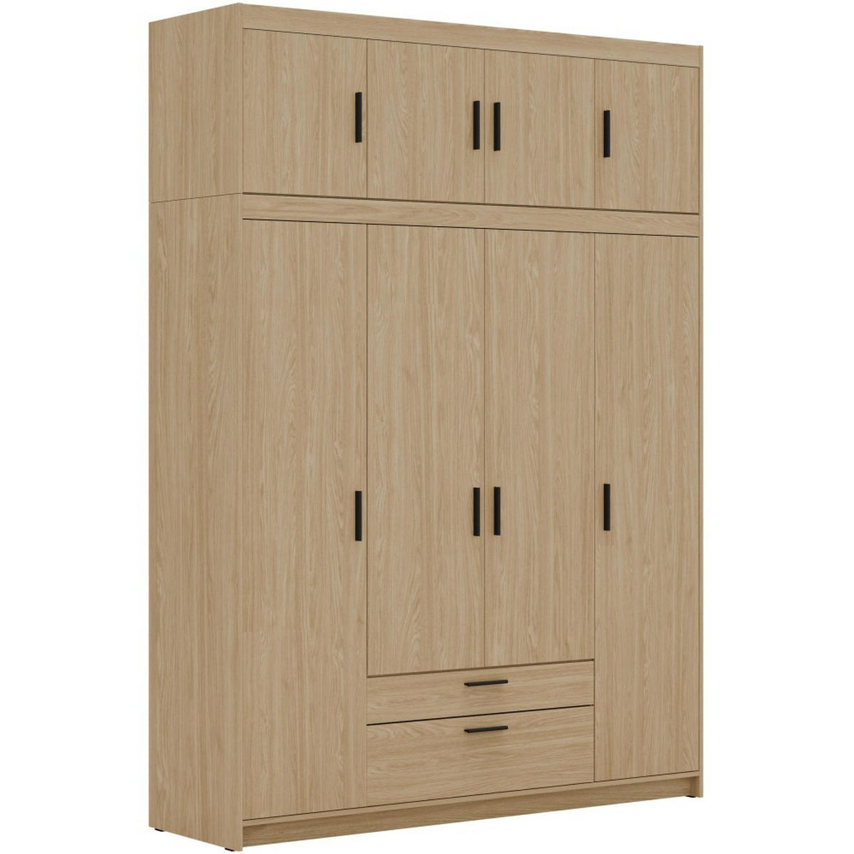 DREHTÜRENSCHRANK Elena mit 4 Türen und 2 Schubladen, mit Aufsatz Eiche Geölt - Eichefarben, Holzwerkstoff (176/245/53cm) - Beautysofa