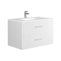 EINZELWASCHTISCH - 80 cm x 45 cm - Holz, Platte, Keramik - Weiß - KAYLA - Weiß, Keramik/Holz (80/47/45cm) - Vente-Unique