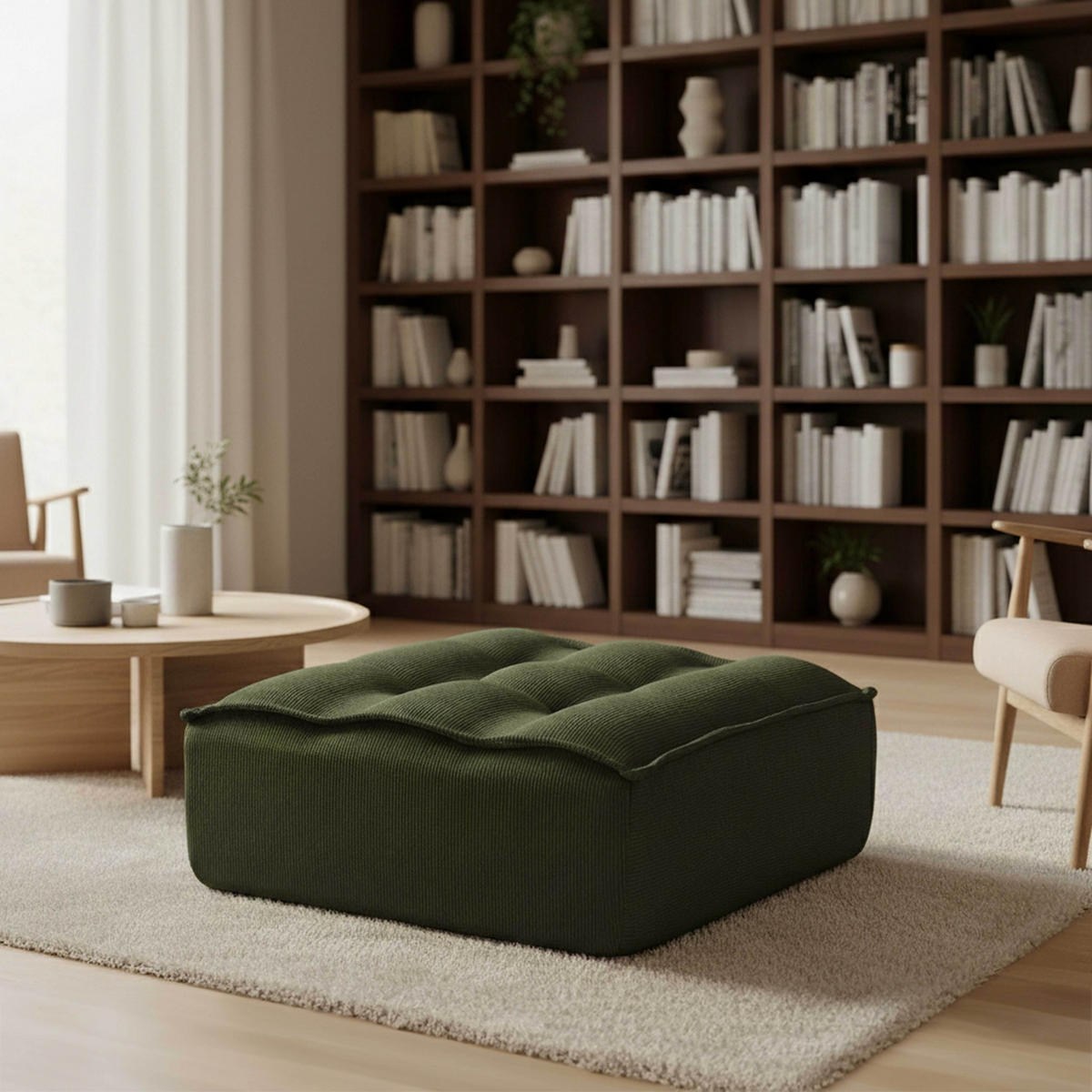 SITZPUFF, Grün - Grün, Textil (80/32/75cm) - Oviala