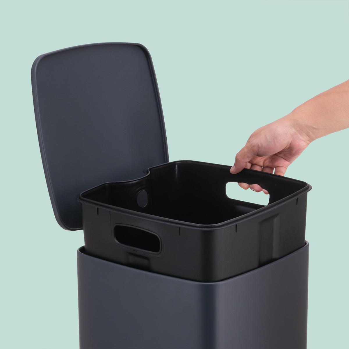 MÜLLEIMER - Grau, Kunststoff/Metall (29/53/34cm) - Relaxdays