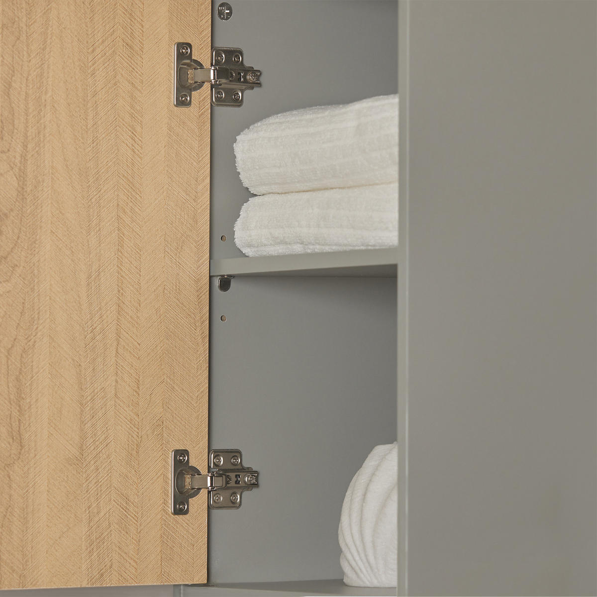 HOCHSCHRANK Grau - Naturfarben/Grau, Holzwerkstoff/Metall (32/163/32cm) - SoBuy