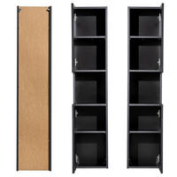 BAD-HOCHSCHRANK Skelbolu - Schwarz, Holzwerkstoff (30/140/25cm) - [en.casa]