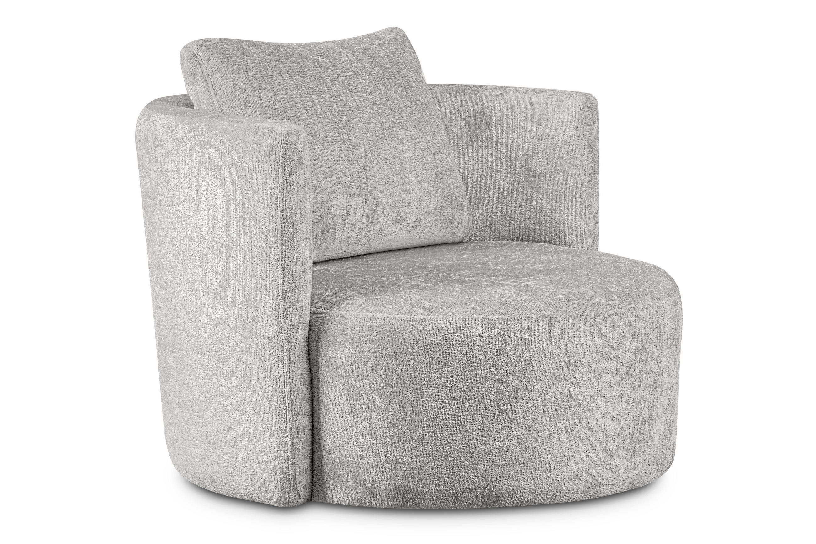 DREHSESSEL RAGGI 360° Drehfunktion mit inklusive dekorativem Kissen, Aschgrau - Hellgrau/Grau, Textil (92/75/94cm) - KONSIMO®