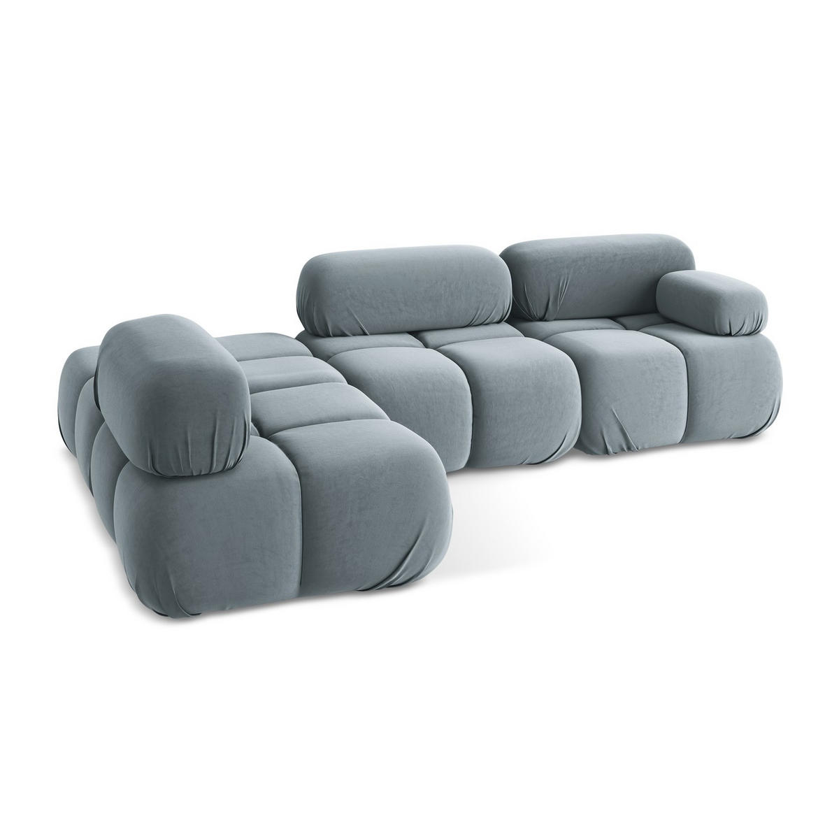 ECKSOFA Links Samt Stoff Blau - Blau/Schwarz, Kunststoff/Textil (190/285cm) - LaMiaSofa