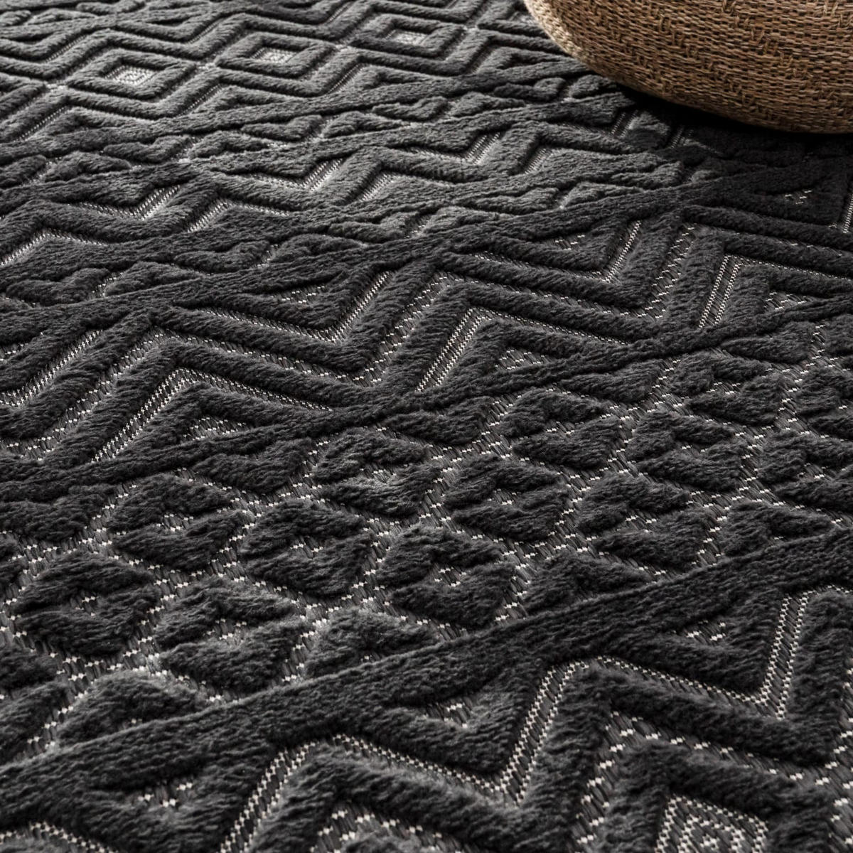 OUTDOORTEPPICH Boho Anthrazit 120 x 120 cm - Anthrazit, Kunststoff (120/120cm) - TT Home