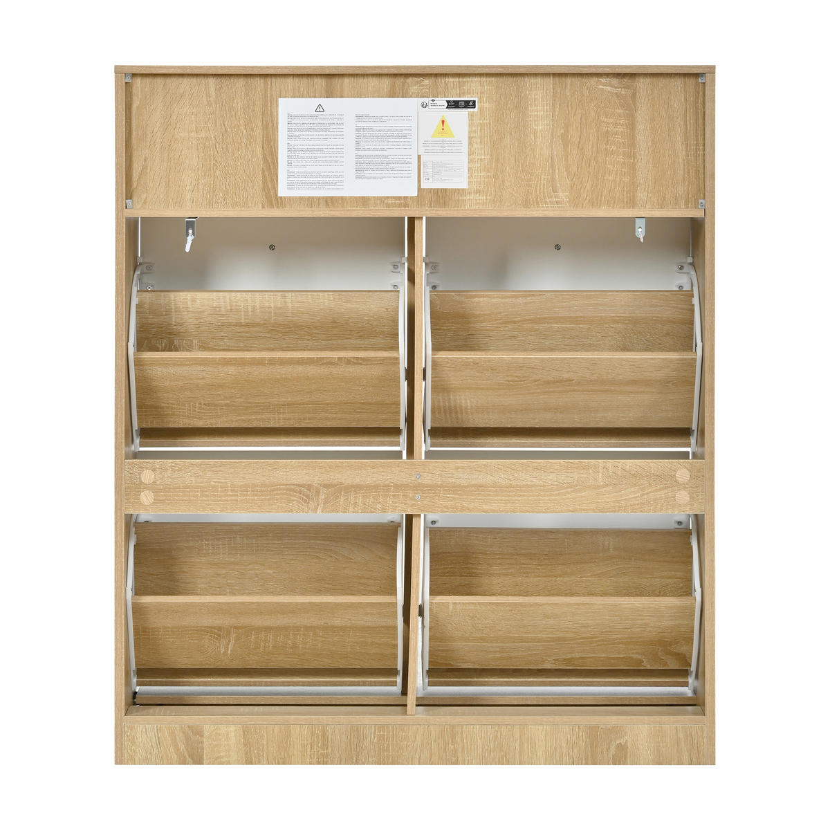 SCHUHSCHRANK aus Spanplatte 90x24x104,5cm in Natur mit 4 Klappen - Naturfarben, Holzwerkstoff (90/104.5/24cm) - Modfu