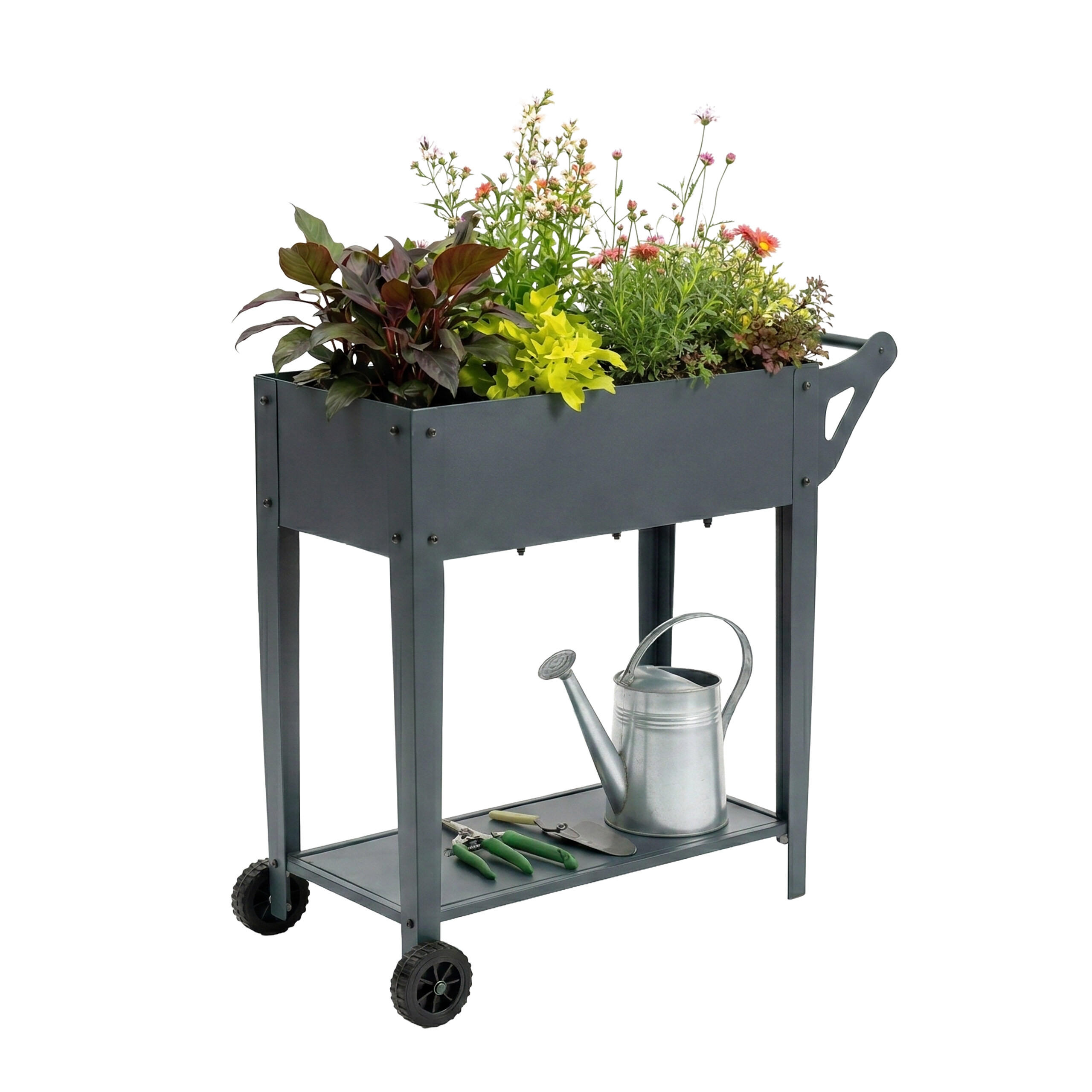 HOCHBEET - Anthrazit, Kunststoff/Metall (85/80/50cm) - Relaxdays