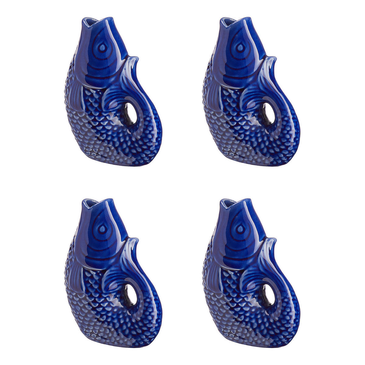 MINI-VASE (4er Set) Koi - Blau, Keramik (12cm) - BUTLERS