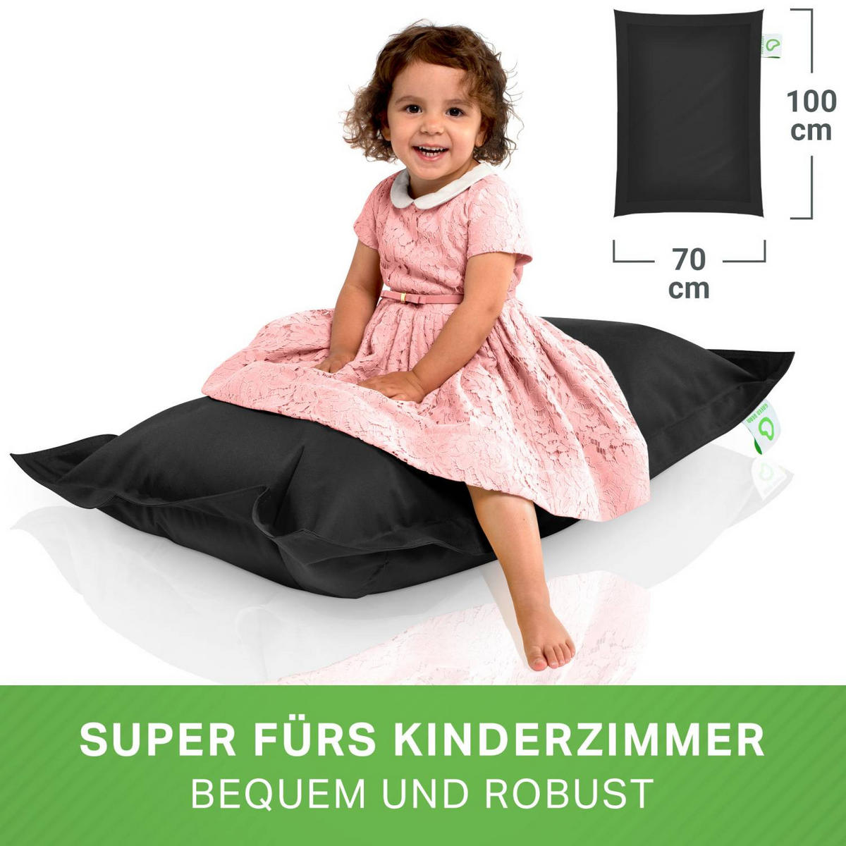 KINDER-SITZSACK 70x100cm - 70 Liter - Schwarz, Textil (70/10/100cm) - Green Bean
