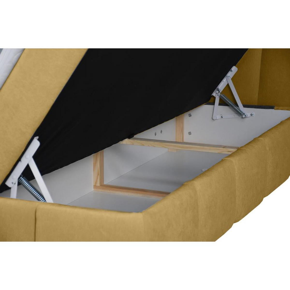 BOXBETT Solido mit Bettkasten 140x200 cm gelb - Gelb/Schwarz, Textil/Metall (140/200cm) - Beautysofa