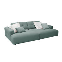 BIG SOFA MIKA Grün Cord - Türkis/Schwarz, Kunststoff/Textil (300/86/167cm) - KAWOLA