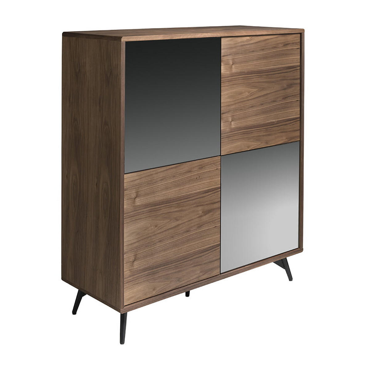 HIGHBOARD Walnuss Schwarz 110/45/124 cm - Walnussfarben/Schwarz, Holz (110/124/45cm) - ANGEL CERDA