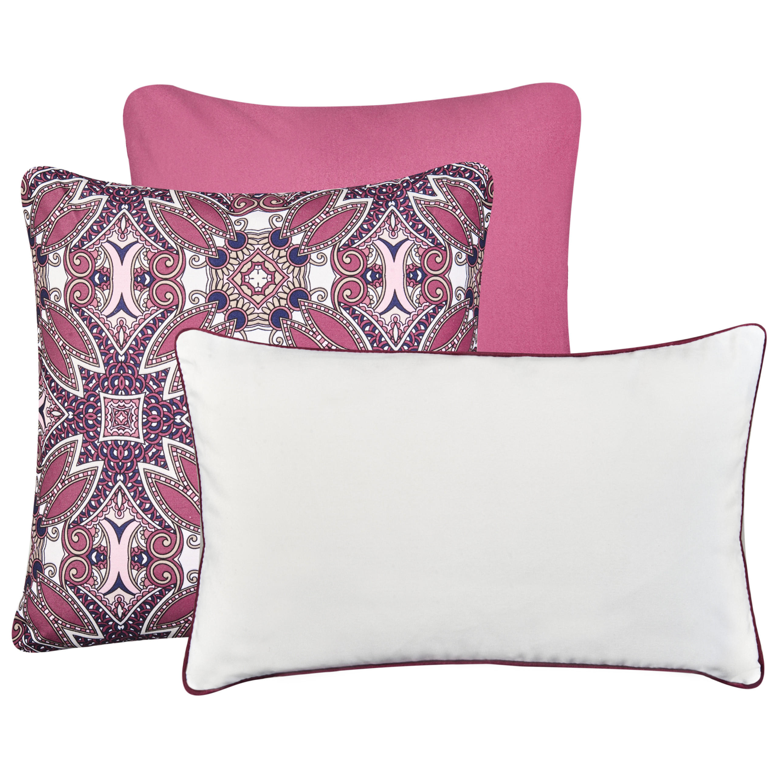 GARTENKISSEN 3er-Set Purpur 50/30 cm Mirage - Pink/Violett, Textil (45/10/45cm) - Beliani