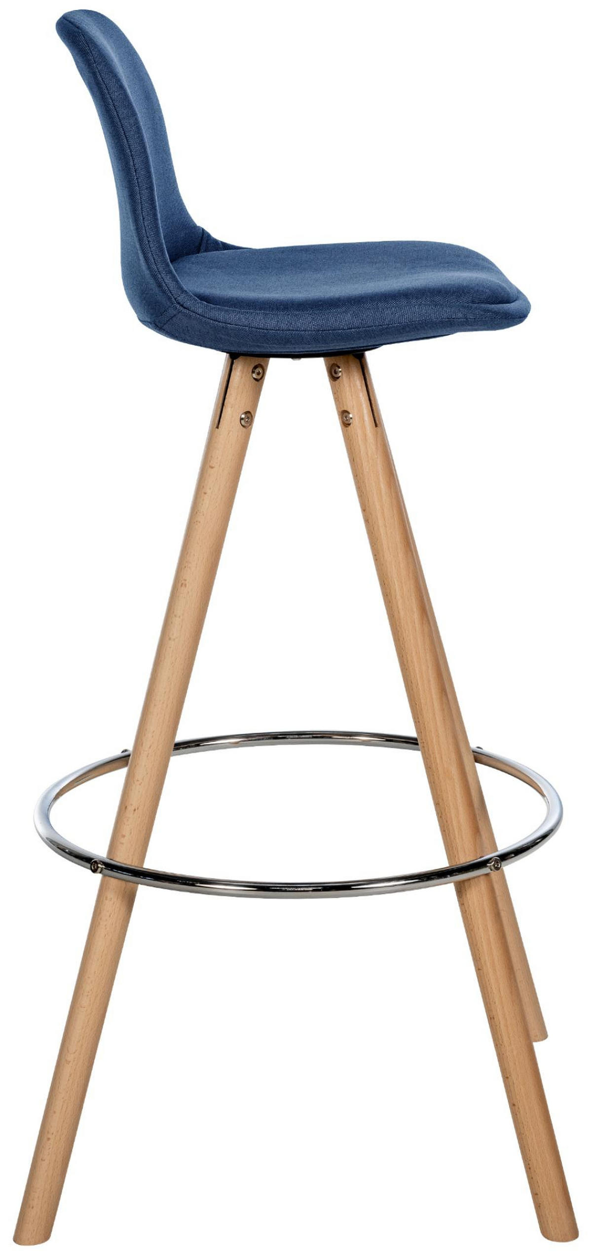 BARHOCKER Stoff blau - Blau/Eukalyptusholzfarben, Holz/Textil (38/99/44cm) - CLP