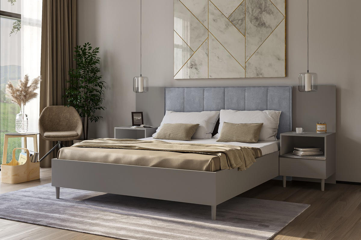 DOPPELBETT Luk II 160/200 cm ohne Matratze, Lattenrost, Bettkasten, grau, grau - Grau, Kunststoff (160/200cm) - Margaret Hadas24