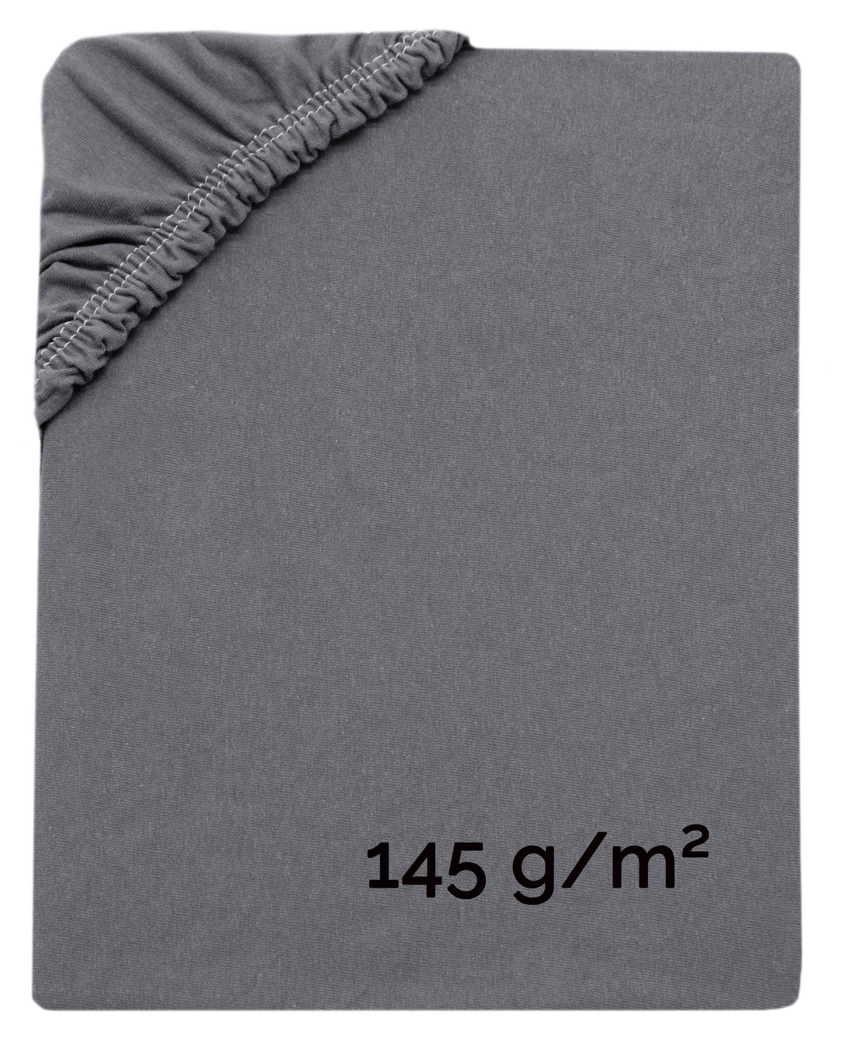 SPANNBETTLAKEN, 180x200 cm, 100% Baumwolle, Grau - Anthrazit, Textil (180/200cm) - Zollner