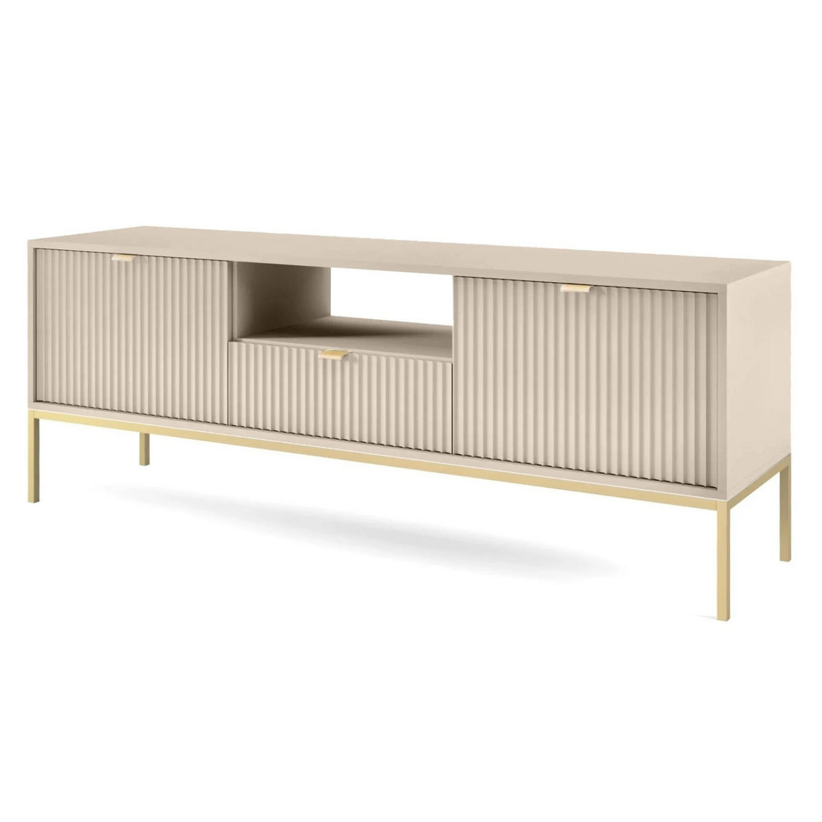 TV-LOWBOARD Vellore Beige / Gold 154 cm - Beige/Goldfarben, Holzwerkstoff/Metall (154/56/39cm) - Selsey