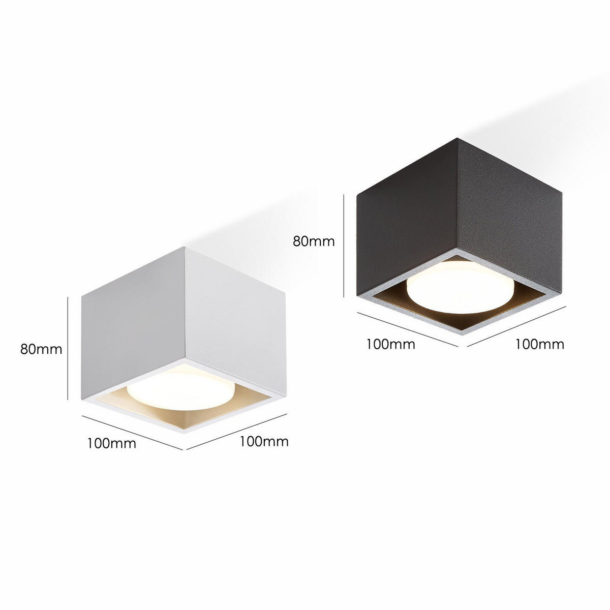 LED-DECKENLEUCHTE Harmonie 1-flammig 10/10/8 cm - Schwarz, Metall (10/10/8cm) - Nettlife