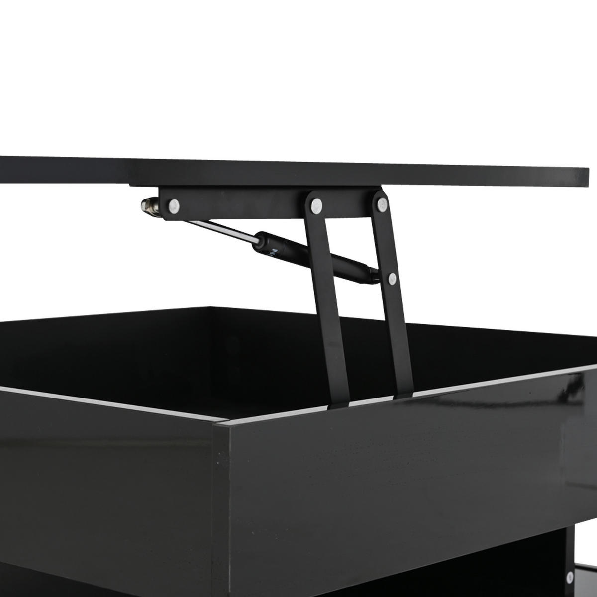 COUCHTISCH 65/65/38,5 cm hochglänzend mit LED-Beleuchtung und 2 Schubladen - Schwarz, Holzwerkstoff (65/65/38.5cm) - OKWISH