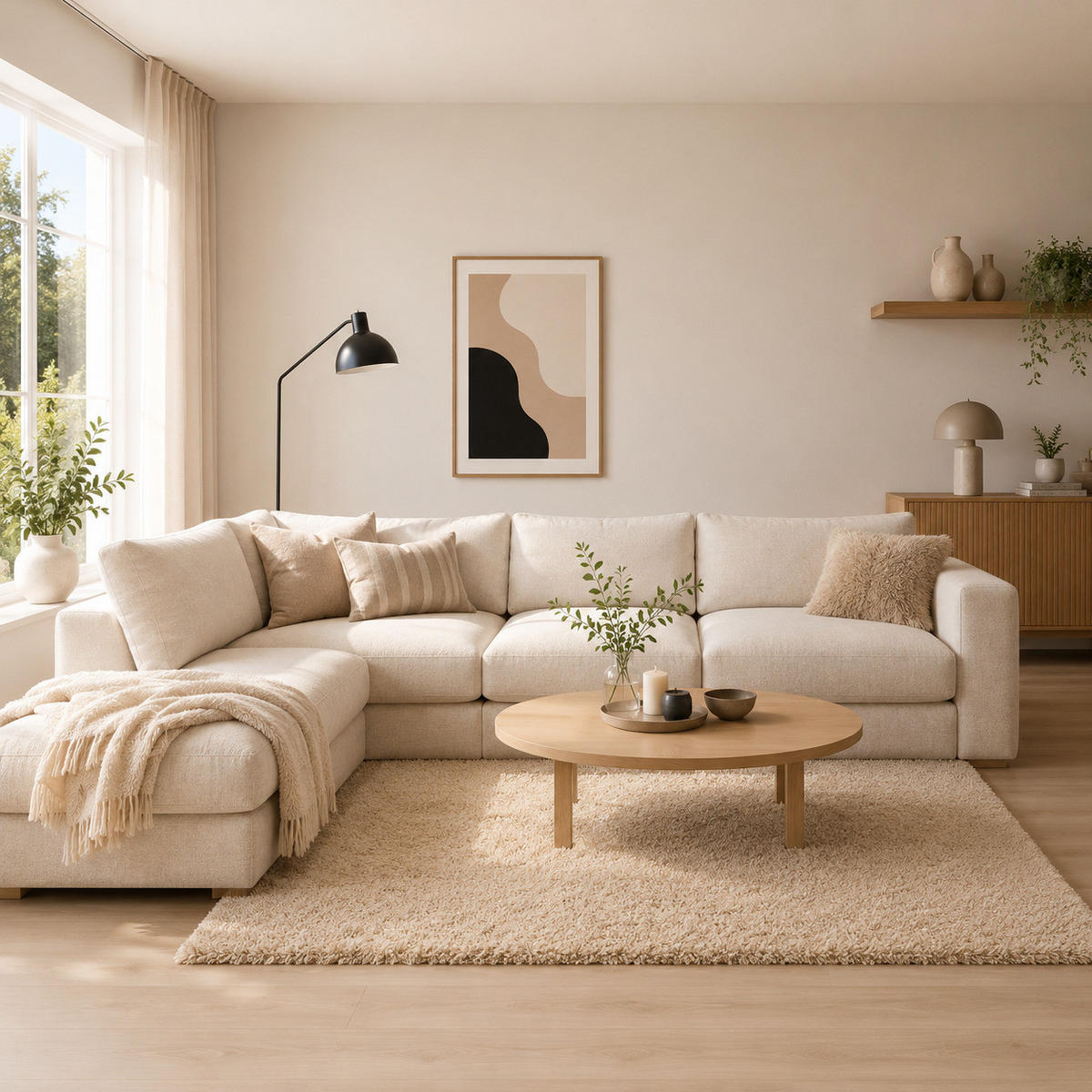 HOCHFLOR LANGFLOR TEPPICH ALOHA - Beige, Textil (200/200cm) - Pergamon