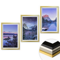 WANDBILDER 3er Set - 40x60 cm Goldrahmen - Berglandschaften, Sonnenuntergang, Wasser - Goldfarben, Kunststoff (40/60cm) - ArtPrintCave
