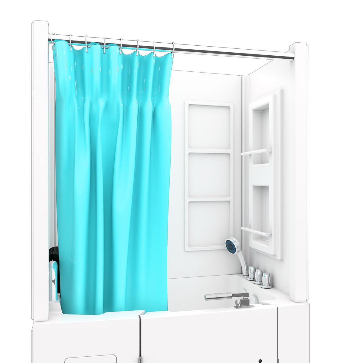 SENIOREN Dusche Sitzwanne Tür Seniorenwanne S08D-B-L - Weiß, Glas/Kunststoff (110/68/205cm) - AcquaVapore by Sandra Jentho