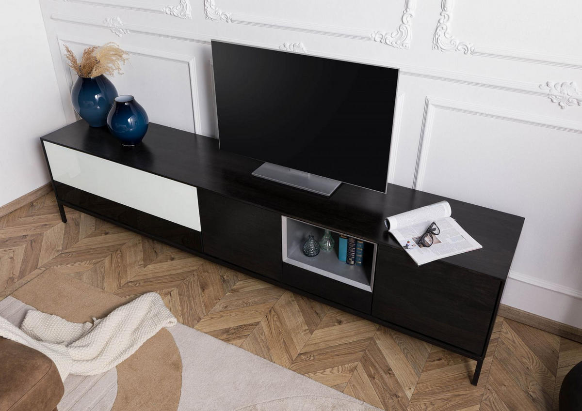 TV-BOARD Mango 240x45x55 dunkelgrau geölt CHICAGO #203 - Grau, Holz (45/55/240cm) - Massivmoebel24