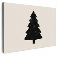 LEINWANDBILD Weihnachtsbaum - Schwarz - Urlaub - Beige Groß 140x90 cm - Schwarz, Textil (140/90cm) - MuchoWow