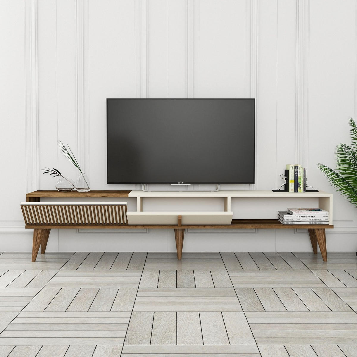 TV-MÖBEL Milan Creme - Creme, Holz (180/40/35cm) - Habitat Garten