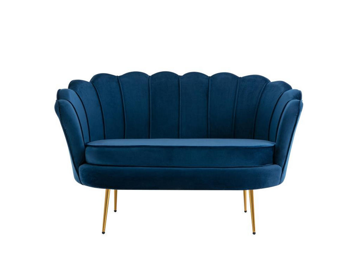 COUCHGARNITUR Muschel 2+1 - Samt - Dunkelblau - DANDELION - Blau, Textil (75/78/124cm) - Pascal Morabito